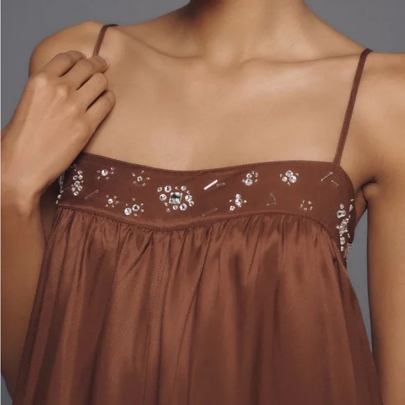 ✨ Anthropologie Beaded Wide-Leg Jumpsuit Sz L - Picture 3 of 6